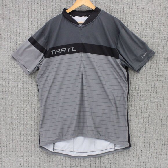 TRAYL Performance Cycling Jersey Mens 2XL Gray Striped Short Sleeve Outdoor - Picture 1 of 9